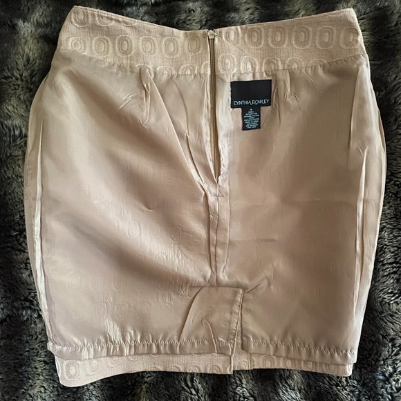 Cynthia Rowley Skirt Women Size 4 Beige Textured Pencil Straight Back Zipper - Picture 7 of 7